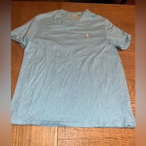 Polo Ralph Lauren Men’s XL V-Neck T-Shirt Light Blue Pony Logo Cotton